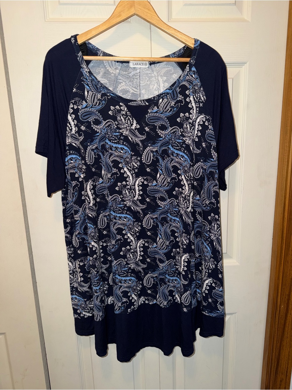 LARACE Navy Blue & White Paisley Short Sleeve Tunic